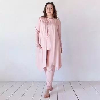 Халат женский MINAKU: Mint & Chocolate цвет пудра, р-р 52