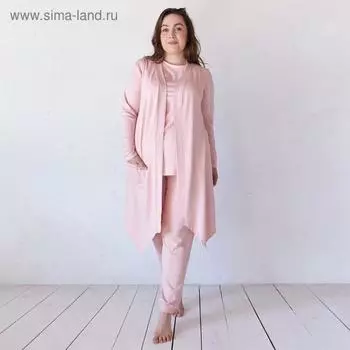 Халат женский MINAKU: Mint & Chocolate цвет пудра, р-р 54