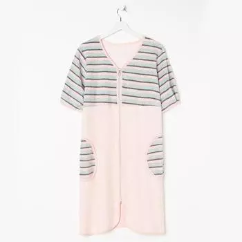 Халат женский на молнии, цвет персик, размер 52