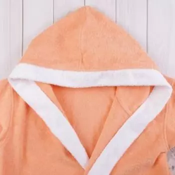 Халат женский, размер 54, белый/персиковый, махра