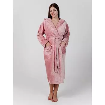 Халат женский с капюшоном, размер 48, цвет роза
