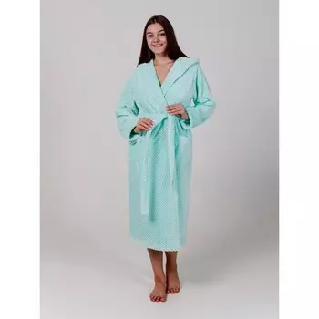 Халат женский с капюшоном, размер 50, цвет ментол
