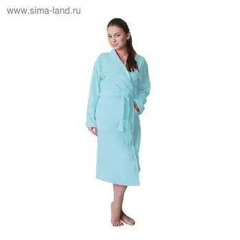 Халат женский, шалька+кант, размер 66, цвет бирюзовый, махра