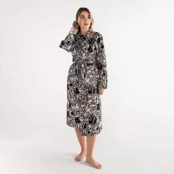 Халат женский удлинённый Этель "Леопард", размер 54-56, вафля 200г/м2, хлопок