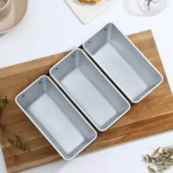 Форма для хлеба, 2,1 л, 22,511,512,2 см, Л-7, 3-х секционная, литой алюминий