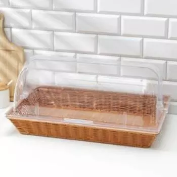 Хлебница Доляна «Крем», плетёное основание, 5332 см, пластик, коричневая