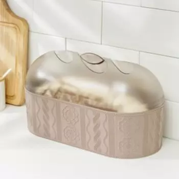 Хлебница с крышкой Альтернатива «Меланж», 331619 см, пластик, бежевая