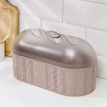 Хлебница с крышкой Альтернатива «Меланж», 331619 см, пластик, бежевая