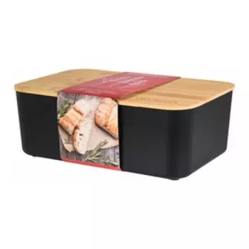 Хлебница Oursson, 29.619.611 см, с разделочной доской, чёрная