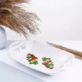 Хлебница «Роспись», фарфор, 3218 см, белая, узор МИКС