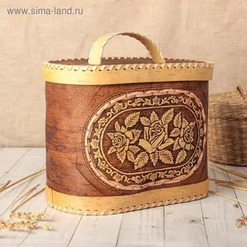 Хлебница «Розы», на 2 булки, 251620 см, береста