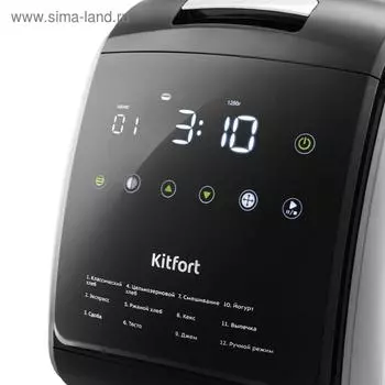 Хлебопечь Kitfort KT-305, 850 Вт, 12 программ, 1000/1250/1500 г, серебристо-чёрная