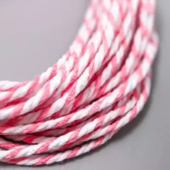 Хлопковый меланжевый шнур для творчества "Fabrica Decoru"., белый с нежно-розовым