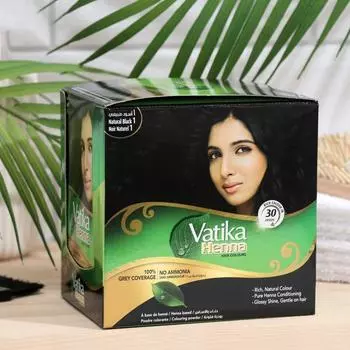 Хна для волос Vatika Henna Hair Colours Natural Black чёрная, 20 шт. по 10 г