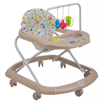 Ходунки «Карусельки С», 7 силиконовых колес, музыкальные, бежевые