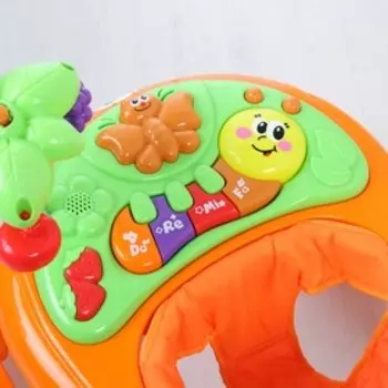 Ходунки «Пальма», 7 силик. колес, муз., игрушки, оранжевый