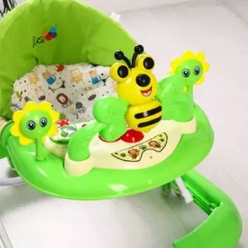 Ходунки «Пчелка», 8 силик. колес, муз., свет, игрушки, зеленый