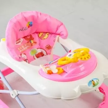 Ходунки «RIDER C», розовый, 7 больших силик. колес, муз., свет