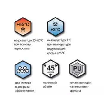 Холодильник автомобильный с функцией подогрева, 12В/220В, 45 л