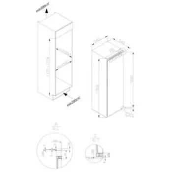 Холодильник HIBERG RFB-30 W, встраиваемый, класс A+, 350 л, 8 отделений