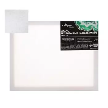 Холст на подрамнике 1,6х24х30 см, хлопок 100%, акриловый грунт, среднезернистый, 380г/м