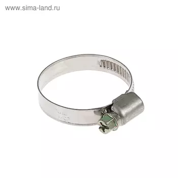 Хомут червячный ТУНДРА krep W2, диаметр 25-40 мм, ширина 9 мм, нержавеющая сталь