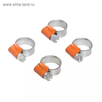 Хомут оцинкованный10-16 мм, ширина 9.7мм,набор4шт
