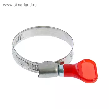 Хомут с "барашком" ТУНДРА krep W2, диаметр 32-45 мм, ширина 9 мм, нержавеющая сталь