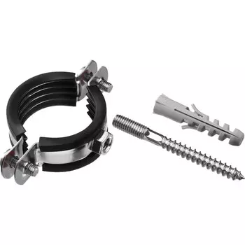 Хомут сантехнический AQUALINK, 3", 87-92 мм, шпилька шуруп +дюбель пластиковый