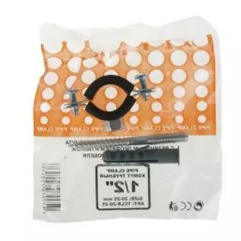 Хомут сантехнический TAEN, 1/2", 20-25 мм, в комплекте шпилька сантех. М8*80 и дюбель