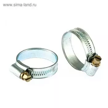 Хомуты "Сибртех" металлические, червячные 25-38 мм, ширина 12 мм, англ. тип, W1, 2 шт.