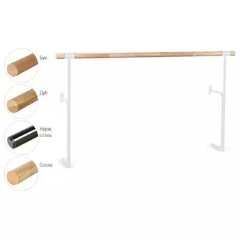 Хореографический станок однорядный стена-пол №15 нерж. сталь, белый цвет ножек