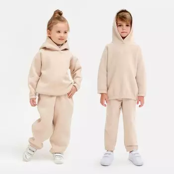 Худи детское MINAKU: Basic Line KIDS цвет бежевый, рост 128