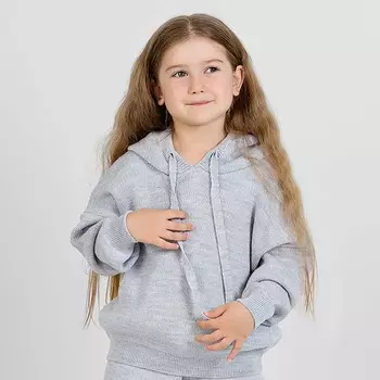 Худи для девочек, рост 110 см, цвет светло-серый