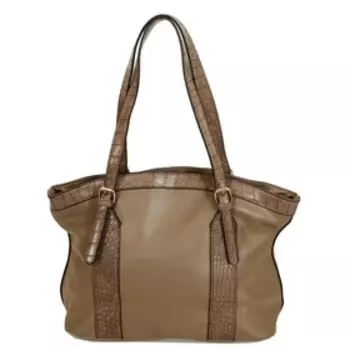 HW202121 Сумка шопер, отдел на молнии, цвет коричневый 38х27х14см