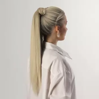 Хвост накладной, прямой волос, на резинке, 60 см, 100 г, холодный блонд(#SHT88B)