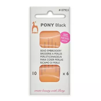 Игла для вышивания бисером BLACK Bead Embroidery, №10, 6 шт PONY