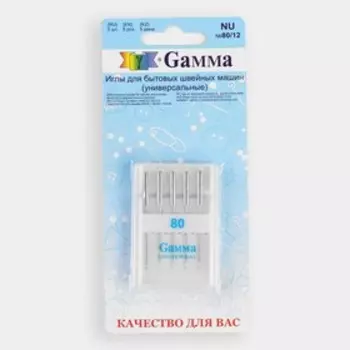 Иглы для бытовых швейных машин, универсальные, №80/12, 5 шт, NU