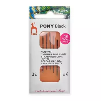 Иглы ручные гобеленовые BLACK Tapestry, №22, 6 шт PONY