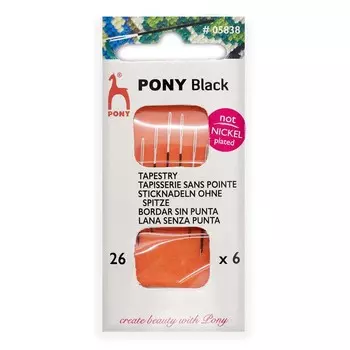 Иглы ручные гобеленовые BLACK Tapestry, №26, белое ушко, 6 шт PONY