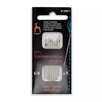 Иглы ручные с цветной полосой для ровных стежков,№ 6-8, 9 шт PONY