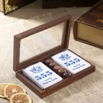 Игра 2 в 1 (2 колоды карт и 5 игральных костей) шкатулка дерево 17.5x11x3.25 см