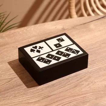Игра настольная 3 в 1, домино, кубики, карты, полирезин, МДФ