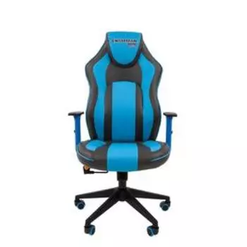 Игровое кресло "Chairman game" 23 экопремиум серый/голубой