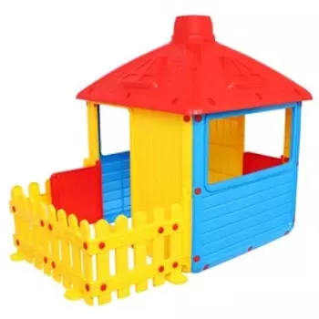 Игровой домик для улицы «Городской дом» с ограждением