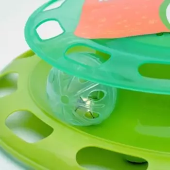 Игровой комплекс для кошек «Пижон» с отсеками для лакомств/кошачьей мяты и шариком, зелёный