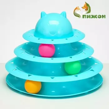 Игровой комплекс «Пижон» для кошек с 3 шариками, 24.524.513 см, голубой