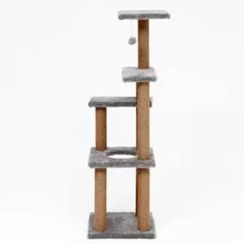 Игровой комплекс с полками и игрушкой, 38,5х38,5х133 см, джут, тёмно-серый