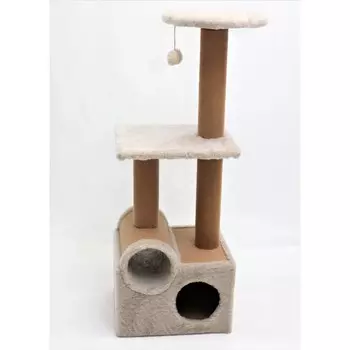 Игровой комплекс с туннелем, ковролин, тёмно-бежевый, 34 х 42 х 110 см