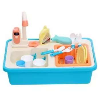 Игровой набор «Раковина» с набором посуды, вода из крана бежит